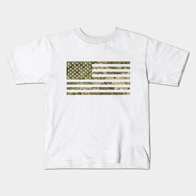 US Flag - Multicam Camo Kids T-Shirt by blackphantasm